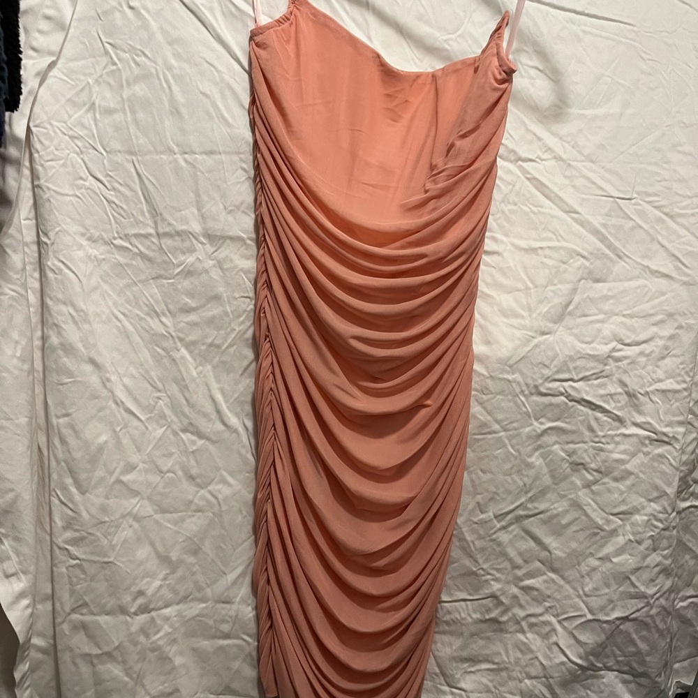 Elegant Peach Ruched Dress